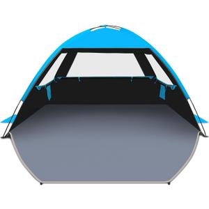 Gorich Beach Tent Sun Shelter for 3 Person with UPF 50 UV Protection, Lightweight & Easy Setup Beach Shade Canopy, Portable Beach Shade Tent Beach Cabana (Dark Shelter-skyblue)