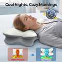 Cervical Neck Pillow - Contour Memory Foam Pillows for Pain Relief, Ergonomic Pillow for Sleeping, Side Sleeper Pillow for Neck Support, Orthopedic Bed Pillow for Back Stomach Sleepers(White & Blue), 25.6 x 15.7 x 5.3 inches