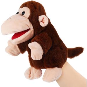 Animal Hand Puppets 11 Inch Sea Turtle Plush Dinosaur Animals Hand Puppet Toys Role-Play Toy Puppets for Kids Storytelling Imaginative Pretend Play Teaching Preschool(Monkey)