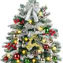 Mini Christmas Tree with 40 Lights Snow Flocked Christmas Tree 24In/2FT Artificial Small Xmas Tabletop Tree with Christmas Ornaments for Tabletop Fireplace Mantel Christmas Decorations