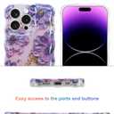 Jusy Compatible with iPhone 15 Pro, Colorful Retro Oil Painting Printed Flower Laser Glossy Pattern Cute Curly Wave Phone Case Soft TPU Cover for Girly Women -Purple