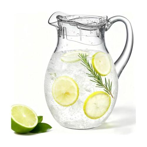 Clear Plastic Pitcher with Lid (72 oz), Unbreakable Water Pitcher with Handle, Fridge Jug, BPA-Free, Shatter-Proof, Great for Iced Tea, Sangria, Lemonade, Juice, Milk, and More