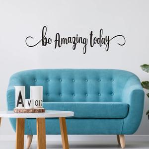 2 x Bathroom Wall Stickers, Family Wall Decals, (Easy to Install), Wall Decor Quotes Home Bedroom Office Kitchen Love Teamwork Inspirational Women Men Positive Poster Signs Vinyl, Be Amazing Today 25"X7" (Small)