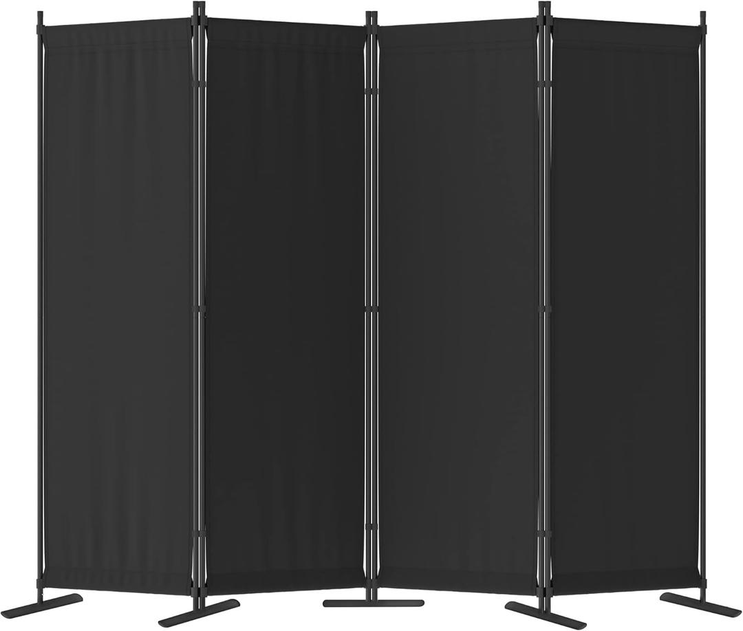 Morngardo 6FT Room Divider Portable, Folding Privacy Screens, 4 Panel Room Partitions, 88" Foldable Wall Dividers, Separating for Home Office Bedroom Dorm Decor (Black)
