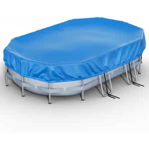 Reinmoson 14' x 8.2' Oval Pool Cover for Above Ground Pools Fits Pool, Easy Setup in 20s by 2 People Built-in Elastic & Integrated Cord, 170.5" x 100.4" x 24" Oval Above Ground Swimming Pool Cover