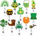 12 Pcs St Patricks Day Badge Reel Retractable Felt Cute Badge Reels Nursing Name St Patrick's Day Badge Holders ID Badge Clip Funny Cute Badge Holder with Clip for Nurse Doctor