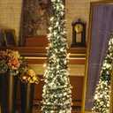 NIGHT-GRING Pop-Up Artificial Christmas Tree with 100LED Lights,Collapsible Pencil Christmas Trees for Holiday Carnival Party Christmas Decorations (Green)