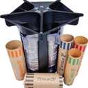 Coin Sorter Tube Coin Counter with Coin Wrappers, 5-in-1 Change Sorter Change Counter Machine, Coin Organizer & Coin Holder Coin Roller, Use with Coin Bank Coin Jar, Sort Quickly & Accurate