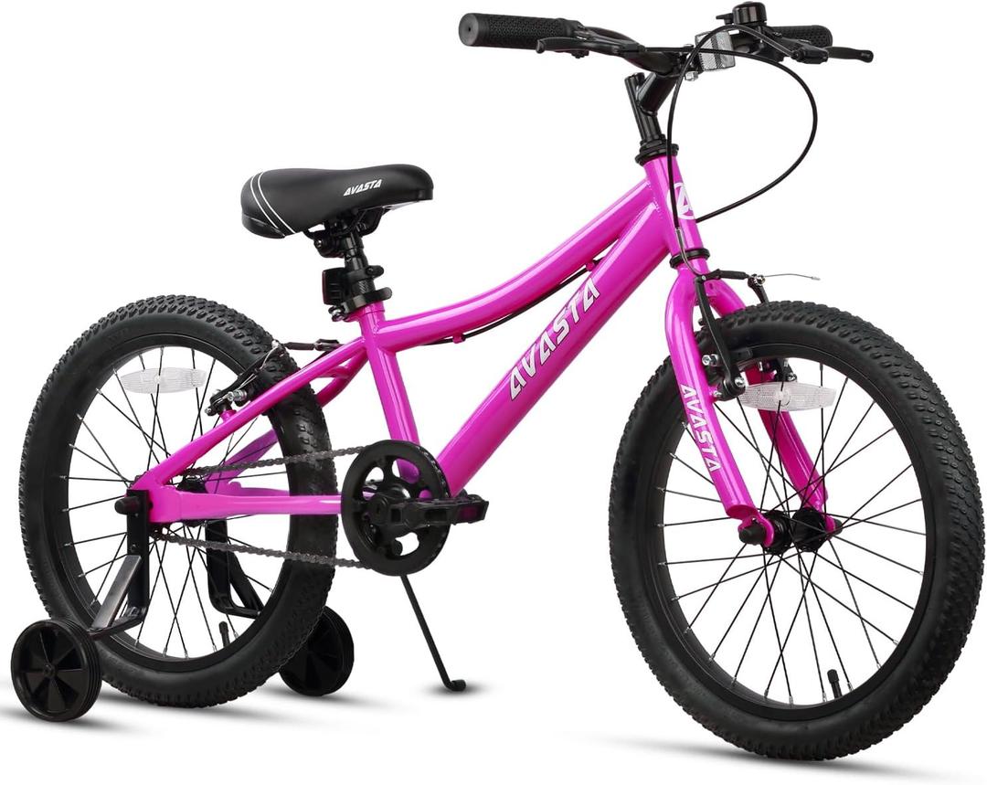 AVASTA Bilbo 18 20 Inch Kids Bike for Boys Girls 5-10 Years Old, Retro Style High Carbon Steel Bicycle with Adjustable Handlebars and Seat, Dual V-Brakes, Kickstand, Multiple Colors (Plum Red)