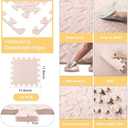 Shihanee 16 Pcs Foam Floor Baby Tiles 11.81 x 11.81 inches Foam Floor Mats Play Mats Bulk with Borders Interlocking for Kids Baby Playroom Nursery Gym Beige