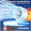 Handheld Fan Turbo - Portable Battery Powered Mini Hand Held Fan Rechargeable with Power Display, 5 Speeds, Personal Pocket Cooling Fans for Travel, Makeup, Outdoor, Women, Men