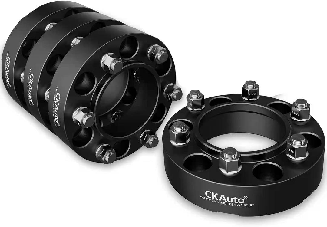 CKAuto 4 Pack 6x5.5 Hub Centric Wheel Spacers, 1.50" 6x139.7mm Wheel Spacers, 106.1mm Center Bore with M12x1.5 Studs (1.50'' Thick / 4 pack)