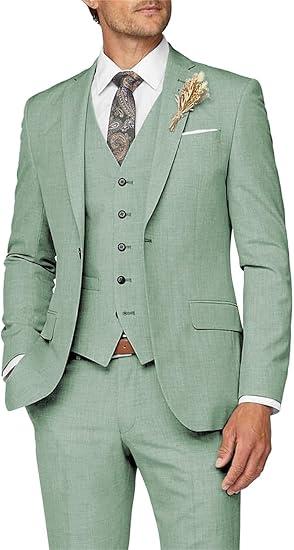 Wangyue Mens Suit 3 Piece Slim Fit Suit for Men Formal Business Suit Wedding Groom Prom Tuxedo Dinner Party, S