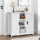 Iwell Storage Cabinet with 2 Doors and 4 Storage Shelves, Credenza Buffet Cabinet, Bathroom Cabinet for Living Room, Entryway, Home Office, White, 11.8"D x 35.4"W x 31.7"H