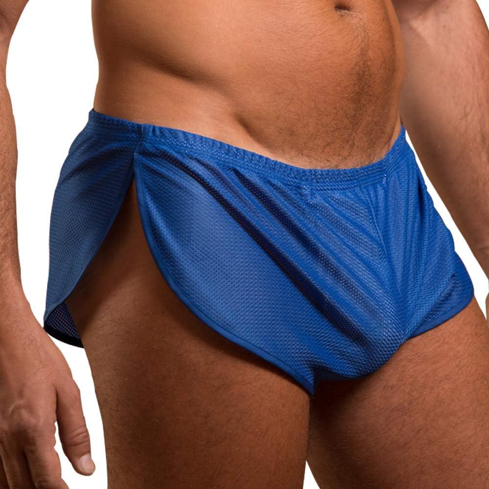 Muscle Alive Mens Extreme Mesh Shorts with Large Split Sides Color Blue Size XL
