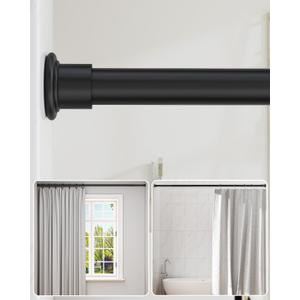 ALLZONE Heavy Duty Tension Shower Curtain Rod 42-83 Inches for Bathroom, Window, Non-Slip, Adjustable with Strong Spring Pole for Closet, Doorway, No Rust, No Drilling, Black