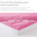 KUB Mattress Topper&Cooling Mattress Protector Bed Fitted Sheet Set, Deep Pocket&4 Elastic Bands, Triple Anti-Slip, Back Pain Relief, Breathable Soft 2 inch Mattress Pad Cover (Pink, Twin)