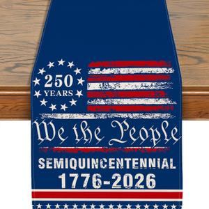 250th Anniversary USA Table Runner, 250 Anniversary America Decorations Patriotic 1776-2026 Commemorative Runner 250 Years of Freedom 4th of July Dining Table Runner 13x72 Inch