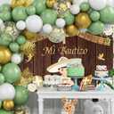 InMemory Newborn Mi Bautizo Backdrop Wood White Flower Gold Boy God Bless First Holy Communion Baptism Party Decorations Banner Photography Background Photo Booth Props 8x6ft