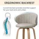 Modern Bar Stools Set of 2 Mid Century Bentwood Barstools Swivel Faux Leather Stools with Back for Kitchen Counter Restaurant, Beige