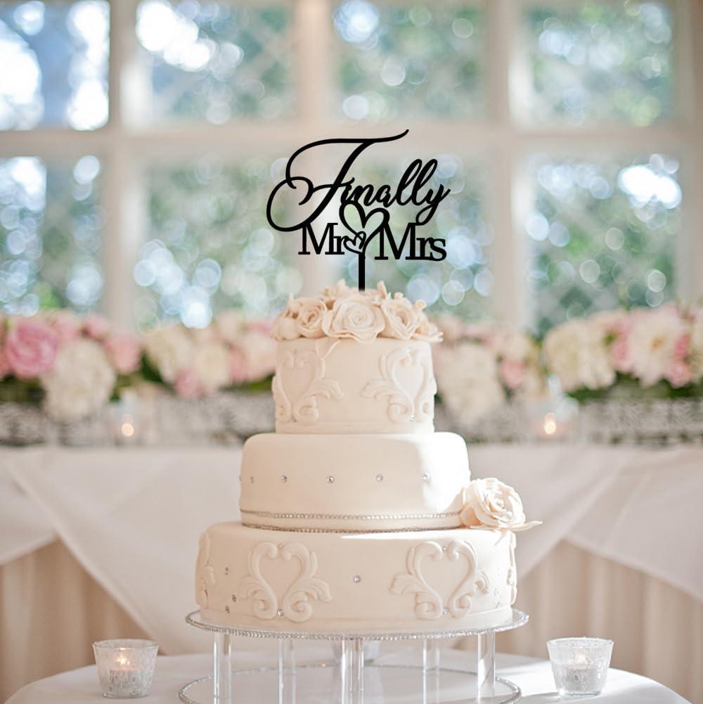 4 x Finally Mr & Mrs Cake Topper,Wedding Anniversary Bridal Shower Party Decorations,Romantic Wedding Party Decorative Cake Toppers (Acrylic Black) 4 x Finally Mr & Mrs Cake Topper,Wedding Anniversary Bridal Shower Party Decorations,Romantic Wedding Party Decorative Cake Toppers (Acrylic Black)