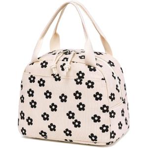 Bluboon Lunch Bag for Women Men Cute Corduroy Lunch Tote Bags Reusable Insulated Lunch Box Large Capacity Reusable Insulated Cooler for Work Picnic or Travel (Corduroy floral)