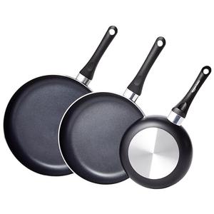 Amazon Basics Non-Stick 3-Piece Frying Pan Set with Stay Cool Handles, 8-inch, 10-inch, 12-inch, Black