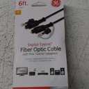 GE Digital Toslink Cable, Fiber Optic, 6 Foot Cable, Male to Male, PVC Jacket, 3.5mm Adapter for Portable Digital Equipment, for Home Theater, Sound Bar, TV, PS4, Xbox, PlayStation