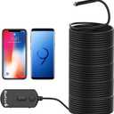 BlueFire Upgraded Super Long 1080P Semi-Rigid Wireless Endoscope, 2 MP HD WiFi Borescope Inspection Camera, Zoomable Focus 1800mA Battery Snake Camera for Android & iOS Smartphone Tablet (15M)