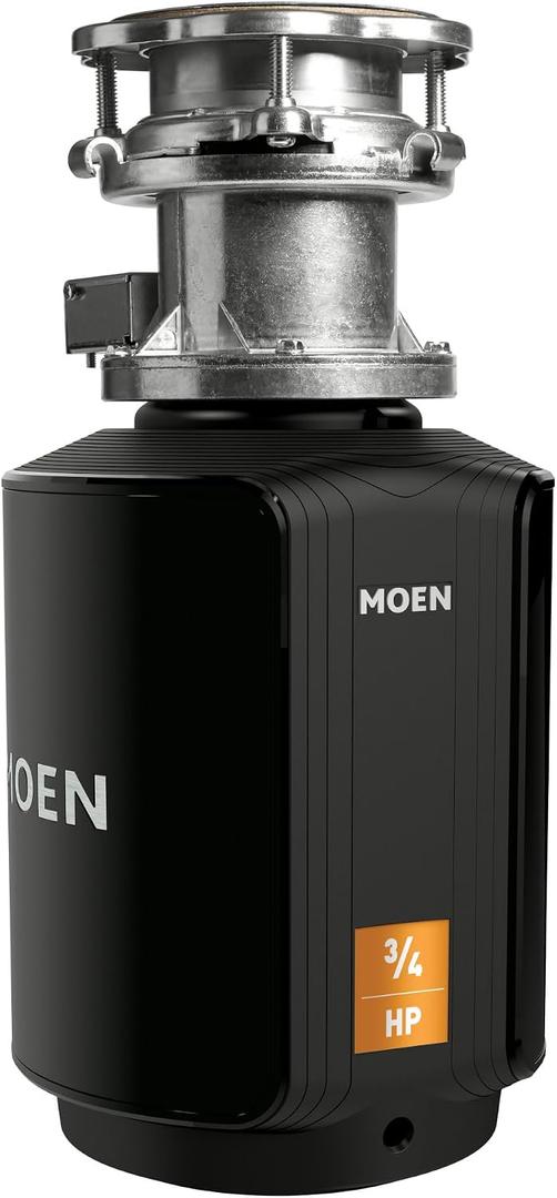 Moen GXB75C Host Series 3/4 HP Garbage Disposal with Power Cord, Batch Feed Control Activation and Sound Reduction