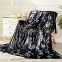 Topcee Cooling Blanket (90"x104"King Size) for Hot Sleepers,Absorbs Heat to Keep Body Cool for Night Sweats,100% Oeko-Tex Certified Cool Fiber,Breathable,Comfortable, Hypo-Allergenic, All-Season. (Black Watercolor)