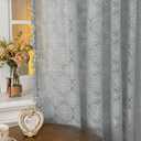 Boho Lace Curtains 84 Inches Long, Vintage Farmhouse Semi Sheer Curtain Panels with Tassel Trim for Living Room Bedroom, Light Filtering Rod Pocket Drapes, Stone Blue, 59W x 84L, Set of 2