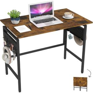 Hadulcet 31'' Small Foldable Computer Desk, Office Desk with 2 Pegboards