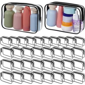 36 PCS Clear Makeup Bags Travel Toiletry Bags with Zipper Waterproof PVC Cosmetic Pouches Portable Transparent Organizer Cases for Women Men Transparent