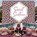 Leopard Birthday Backdrop for Girls Sweet Sixteen Cheetah Print Photography Background Rose Red for Princess Girls Wild Cheetah Sweet 16 Birthday Decorations Banner Photo Booth 5 * 3ft