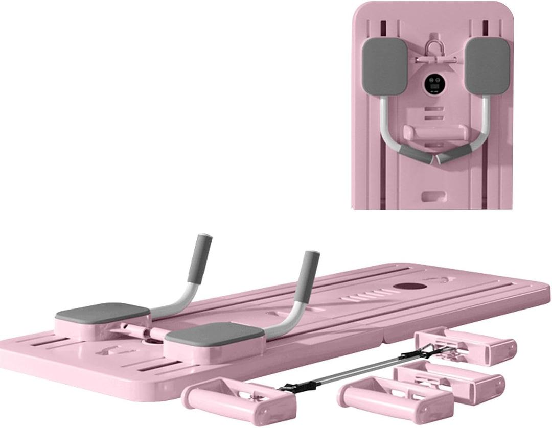 Pilates Bar Kit with Resistance Bands, Multifunctional Yoga Pilates Bar with Heavy-Duty Metal Adjustment Buckle, Portable Home Gym Pilates Resistance Bar Kit for Women Full Body Workouts, Pink