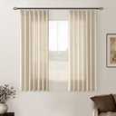 Natural Pinch Pleated Linen Curtains 2 Panels 63 Inch Length for Dining Living Room Memory Training Shaped Cream Birch Semi Sheer Short Pleat Drapes with Hooks Rings Bedroom Window Curtain 40x63