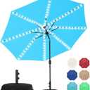 Sundale Outdoor Solar 104 LED 11 ft Patio Umbrella with Sand Bag Umbrella Base, Outdoor Umbrella with Tilt and Crank, Sky Blue