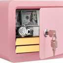 Marcree 0.23 Cubic Small Safe Box for Home, Mini Safes for Kids, Pink Safe with Key, Security Cabinet Safes with Cutting-edge Bending, Lock Box with Keys for Money Cash, 6.69x 9.06x 6.69 Inches, Pink