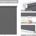 LazBlinds No Tools No Drill Cordless Roller Shades, 100% Blackout Roller Blinds for Windows, Thermal Insulated UV Protection Waterproof Roll Up Window Blinds and Shades, 24'' W x 72'' H, Grey