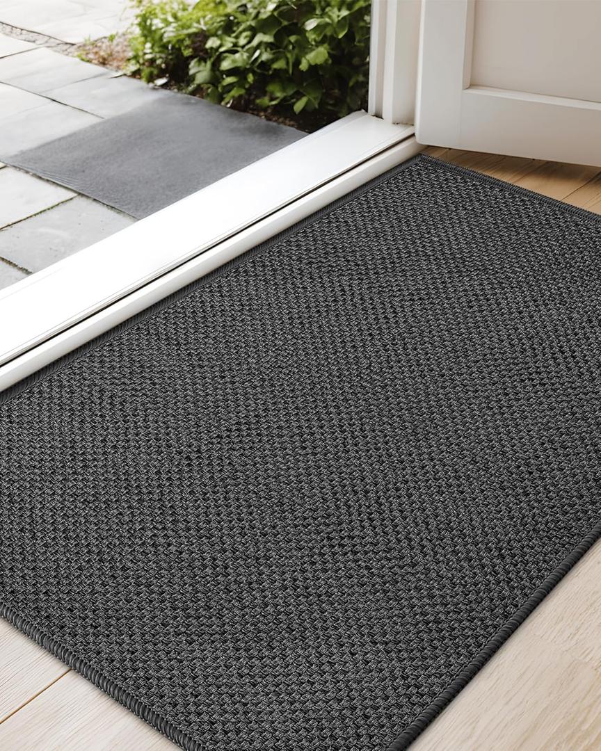 Color&Geometry Front Door Mat Indoor 17"x29", Rugs for Entryway, Non Slip Washable Low-Profile Inside, Entry Mat Entry Rug Door Mat Indoor Entrance, Grey (Rolled-up NO Creases)