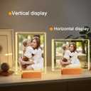 2 Pack 5x7 Acrylic Picture Frame with LED Light Wooden Base, Clear Magnetic Photo Frames, Gifts for Couple, Mom, Dad, Sister, Frineds