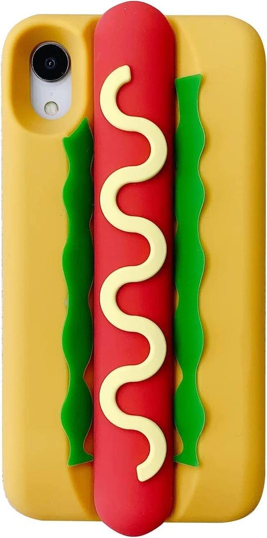Kawaii Phone Cases Compatible with iPhone 12 Pro Max,Cute Cartoon Food Hot Dog Hamburger Women Girls 3D Soft Silicone Shockproof Cover for iPhone 12 Pro Max