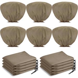 12 Pcs Winter Plant Covers Freeze Protection 39.4x23.6 Inch Horizontal Shrub Tree Rose Plant Protection Bags Frost Blanket with Drawstring for Fall Winter Outdoor Garden Planting (Brown)