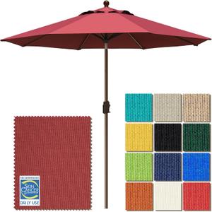 EliteShade USA 10-Year-Non-Fading 9Ft Market Patio Umbrella, UPF 50+ UV Protection Performance Sun Umbrella, Heavy Duty Commercial Grade Outdoor Table Umbrella with Crank & Tilt, Windproof Vented Top for Garden, Pool, Deck and Outdoor Playsets, Burgundy