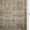 Loloi Layla Collection LAY-03 Olive/Charcoal 2'-3" x 3'-9" .13" Thick Accent Rug, Soft, Durable, Vintage Inspired, Distressed, Low Pile, Non-Shedding, Easy Clean, Printed, Living Room Rug