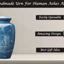 Handmade Cremation Urn for Human Ashes Shiny Blue Funeral Urn for Ashes Adult Handcrafted Upto 240 lbs