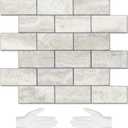 STICKGOO 10-Sheet Subway Tile Cream Peel and Stick Backsplash, Beige Stone Texture with Grey Grout Kitchen Backsplash Wall Tile, 3D Adhesive Stick on Tile for Bathroom, RV, Fireplace