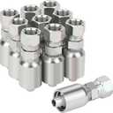 3/8 Hose x 3/8 JIC 37 Degree Female Swivel Hydraulic Hose Crimp Fittings, 10PCS Set for Single Wire Hydraulic Hose