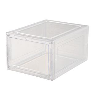 SCAVATA 1Pack Hat Organizer Box, Stackable Clear Baseball Caps Holder Box Containers with Magnetic Door for Hats Snapback Cap Storage